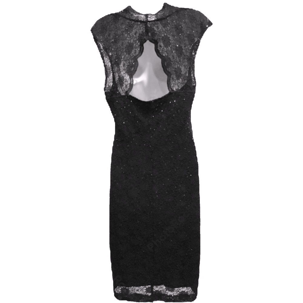 Like new!  Elegant, Sexy Black Lace Cutout Party Dress. Midi. Size 8/10 - Picture 5 of 12